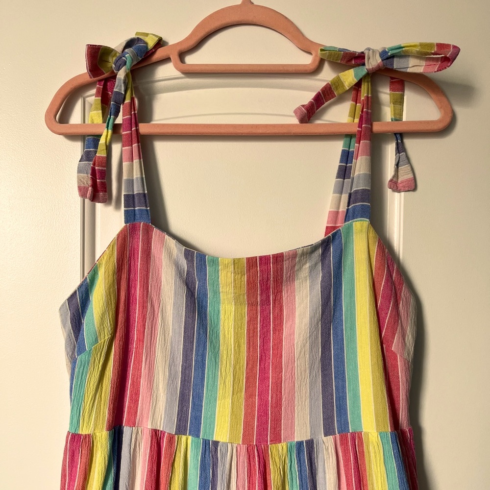 Draper James RSVP Maxi Dress Women's Size XL Rainbow Stripe Tie Strap - Picture 4 of 8